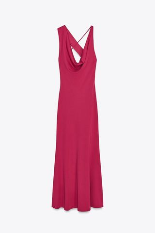 Vestido Zara rojo largo fluido