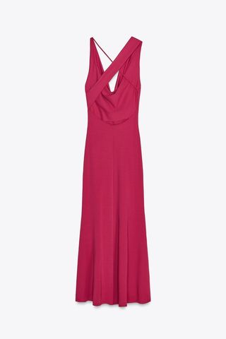 Vestido Zara rojo largo fluido