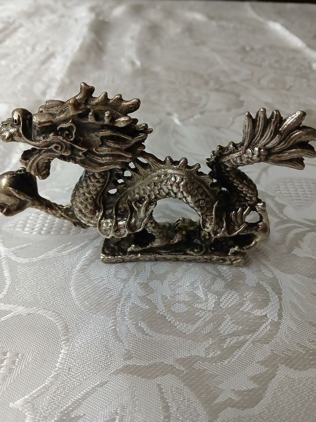 Statua Drago metallo - Vintage