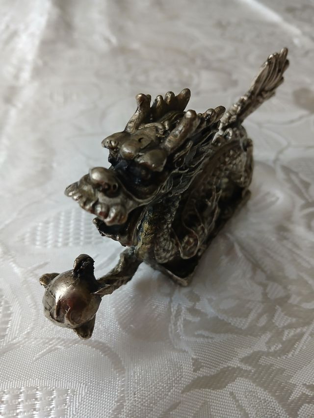 Statua Drago metallo - Vintage