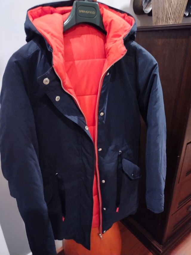 Chaquetón reversible azul marino-rojo