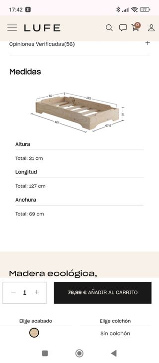 Cama infantil 120x60 - apilable. Incluyo colchón