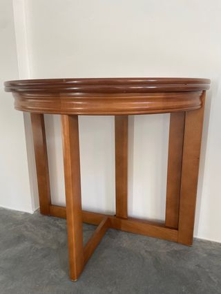 Mesa media luna madera -  marrón