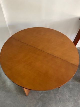 Mesa media luna madera -  marrón