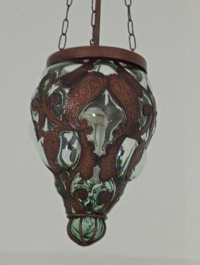 Lámpara colgante cristal metal vintage