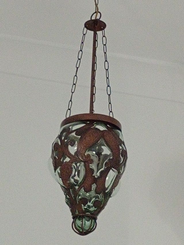 Lámpara colgante cristal metal vintage