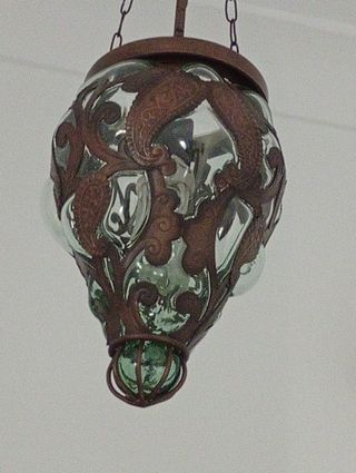 Lámpara colgante cristal metal vintage