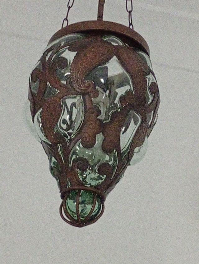 Lámpara colgante cristal metal vintage