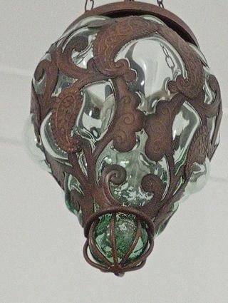 Lámpara colgante cristal metal vintage