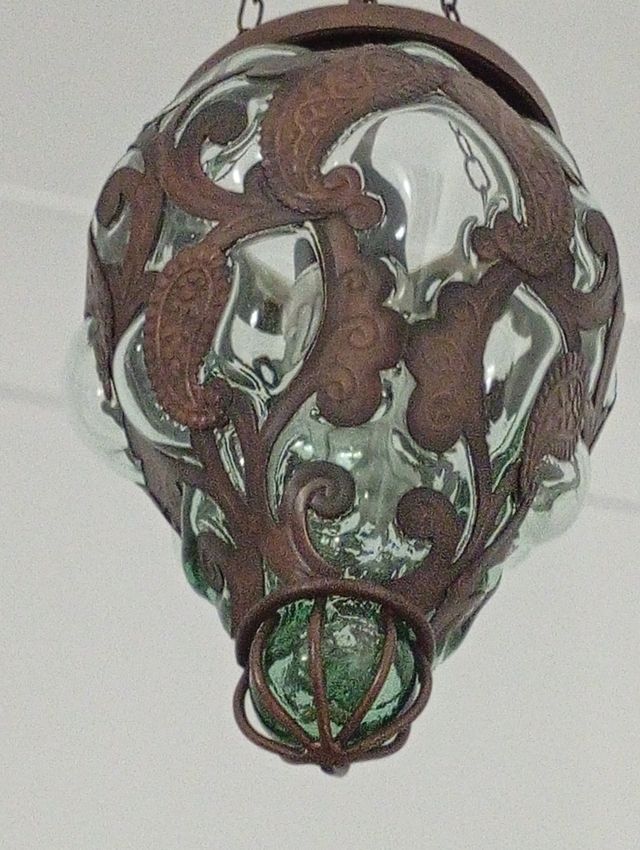 Lámpara colgante cristal metal vintage