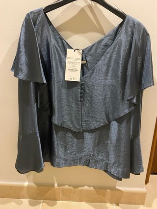 Blusa Uterque azul marino - Talla M