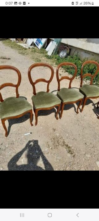 6 Sillas Comedor Madera & Terciopelo