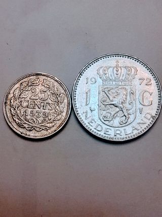 Monedas Holanda 1939-1972 una de plata