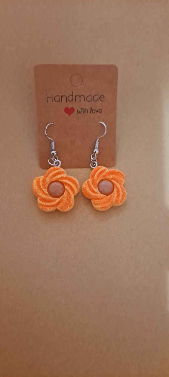 Pendientes galleta naranja