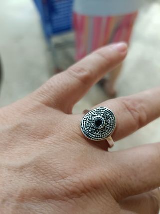 Anillo mozárabe plata negra acero quirúrgico