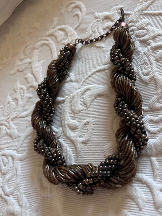 Collar marrón trenzado - bisutería