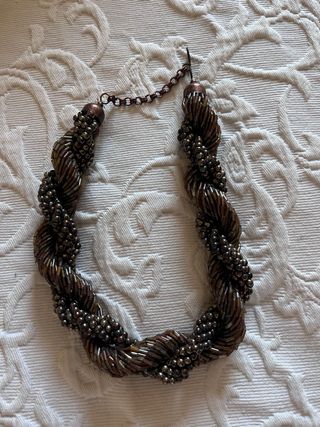 Collar marrón trenzado - bisutería