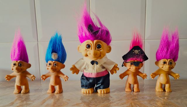 Conjunto de 5 Troll Doll Russ Vintage