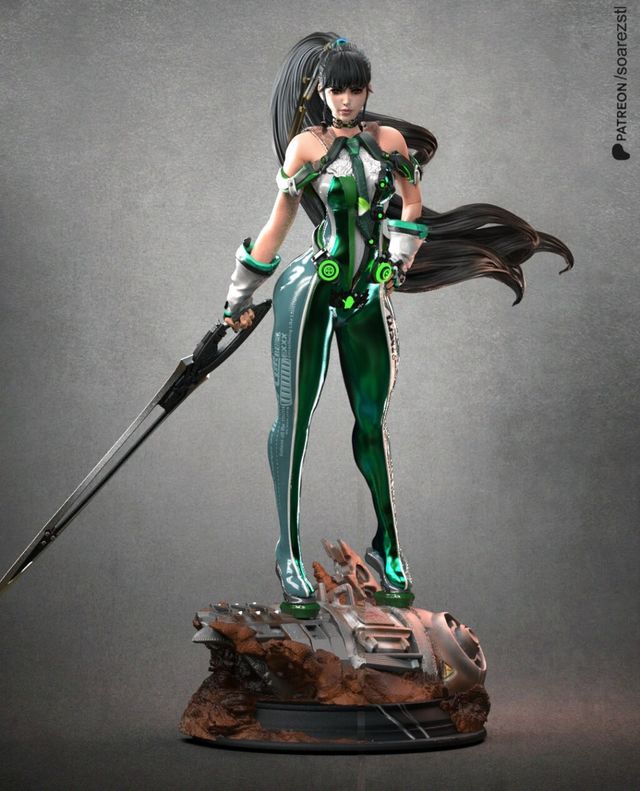 Eve ha dipinto una figura del videogioco Stellar Blade