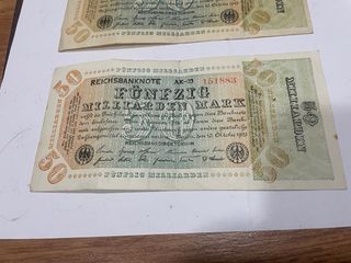 2 Billetes 50 Millones Marcos Alemanes 1923