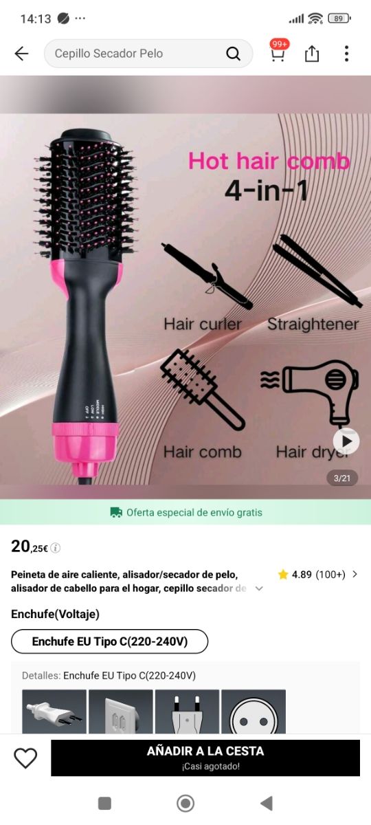 Cepillo secador pelo - One Step Nuevo en caja