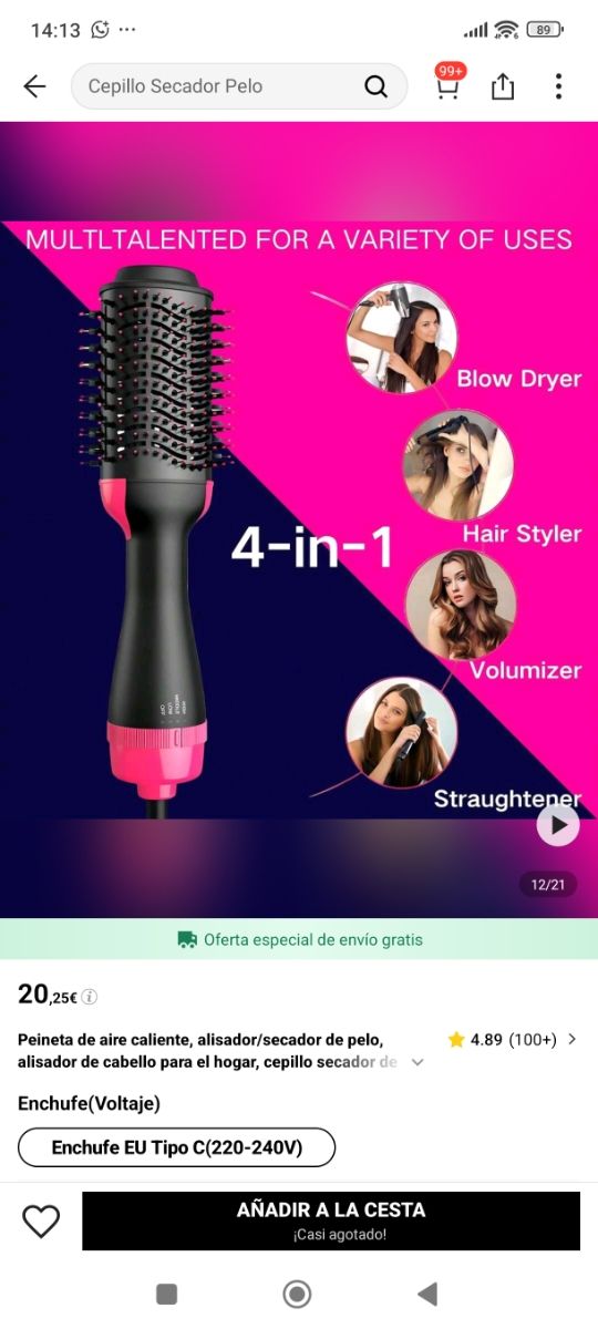 Cepillo secador pelo - One Step Nuevo en caja