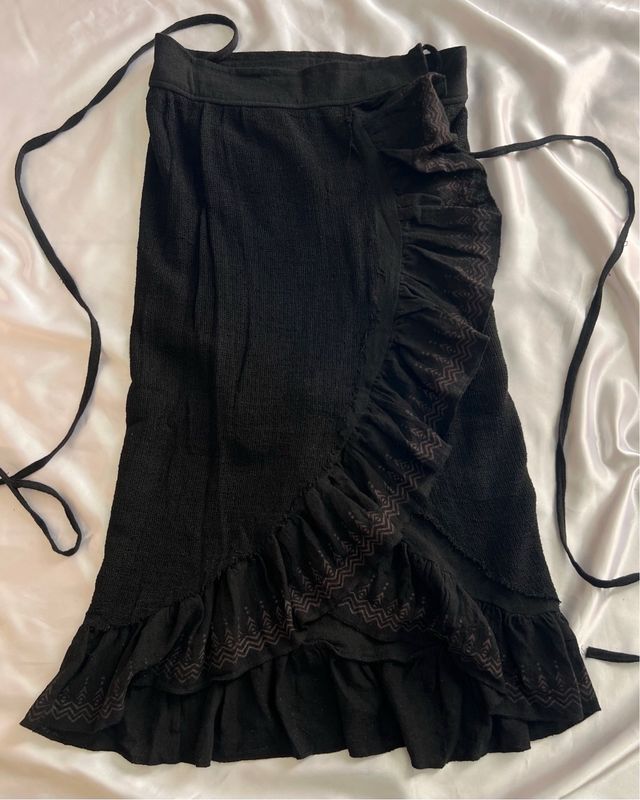 Gonna Lunga Maxi di Cotone con Lacci e Volant