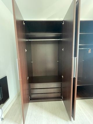 Armario ropero 4 puertas madera color wengue oscur