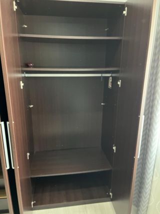 Armario ropero 4 puertas madera color wengue oscur