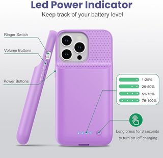 Feob Funda Batería iPhone 16 Pro 7500mAh 15w Lila