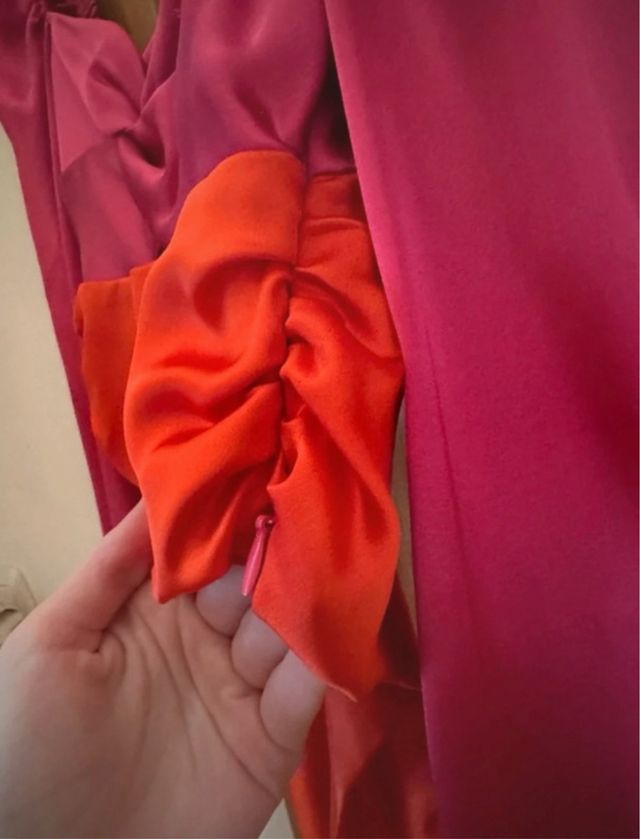 Top Bershka bicolor rosa-naranja