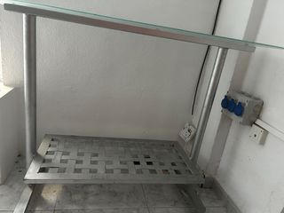 Mesa escritorio cristal metal