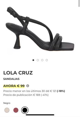 Sandalias Lola Cruz negras tacón medio