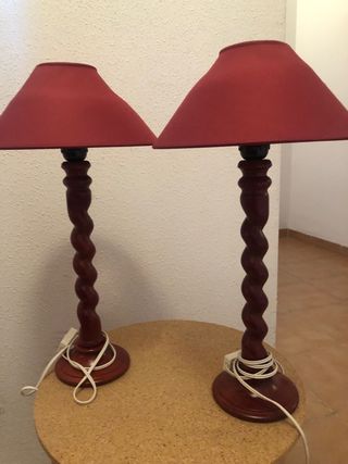 2 Lámparas mesita - Madera - granate