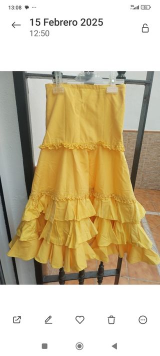 2 Faldas Flamenca niña - Amarilla - Talla 7/8 años
