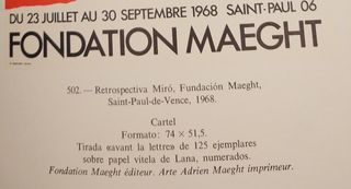 Cartel Miró - Fundación Maeght 1968. ORIGINAL.