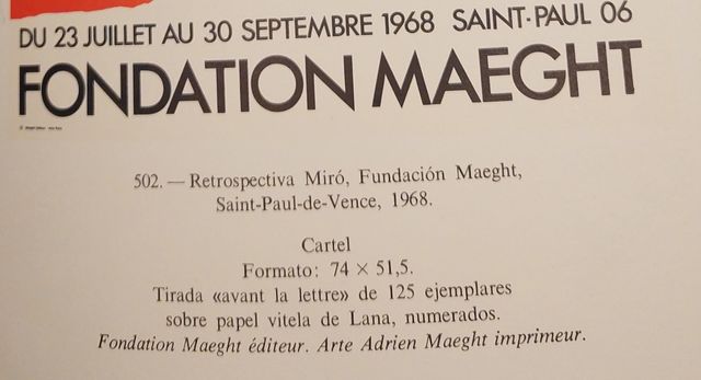 Cartel Miró - Fundación Maeght 1968. ORIGINAL.