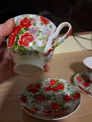 2 Tazze Tè Rose Ceramica