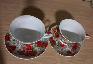 2 Tazze Tè Rose Ceramica
