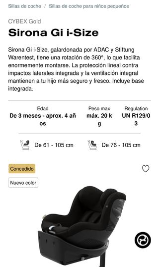 Silla coche Cybex Sirona S i-size muy buen estado