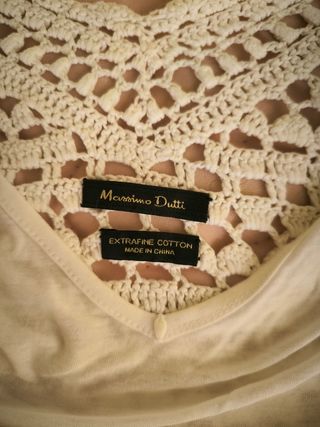 Vestido Massimo Dutti beige crochet