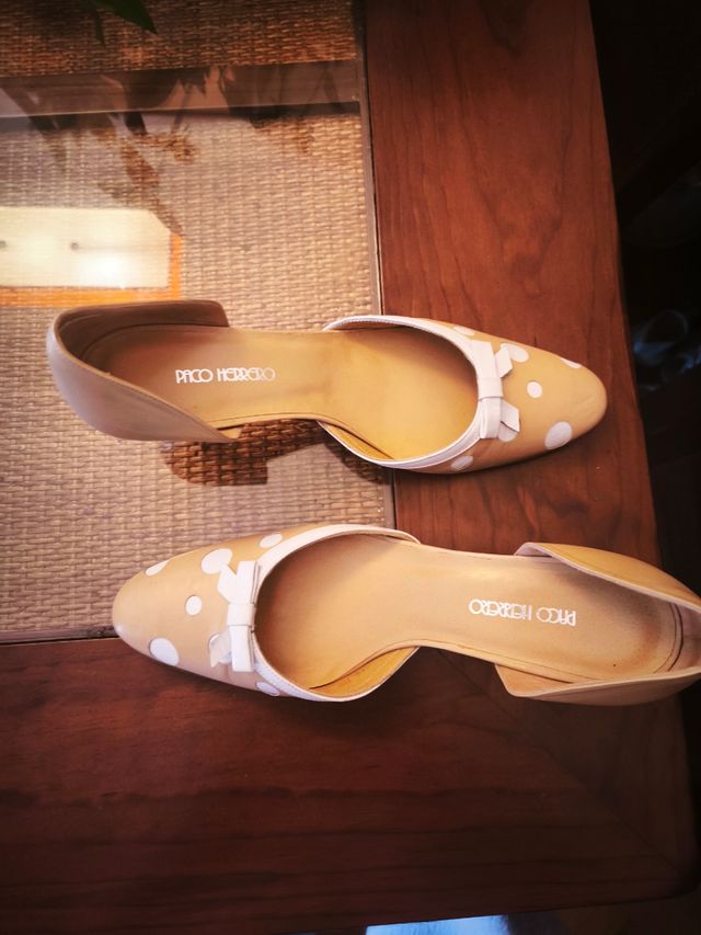 Zapatos tacón Paco Herrero - beige/blanco