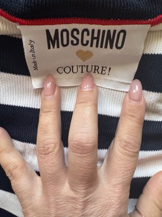 Abito Moschino Couture a righe bianco e blu