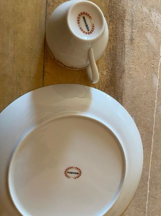 Vajilla café porcelana dorada bidasoa