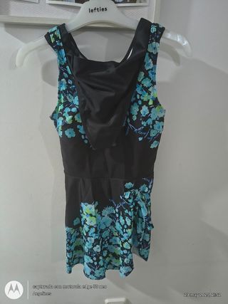 Bañador floral niña - Negro y azul