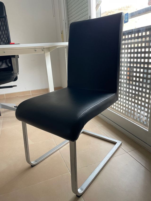 Silla oficina negra metal - piel sintética