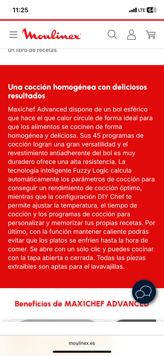 Robot cocina Arrocera Moullinex Maxichef Advance