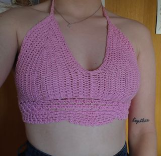 Top crochet rosa - Talla S