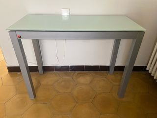 Mesa cocina extensible gris-blanca