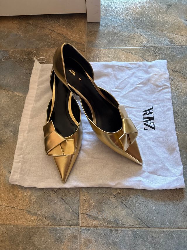 Zapatos Salon Dorados Zara Zapatos Zara Dorados Talla 38 De - Main Image